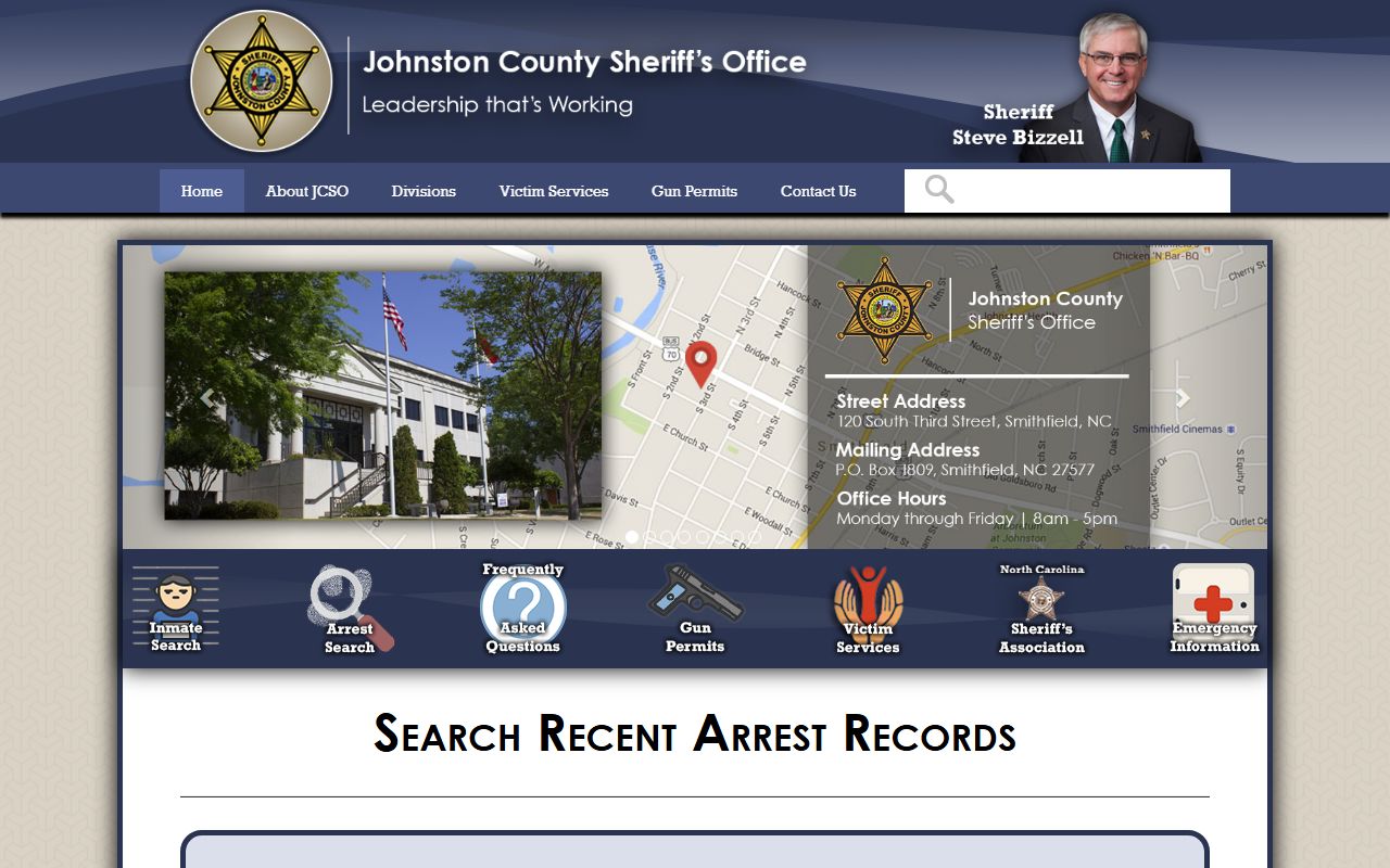 Johnston County recent arrest records search form